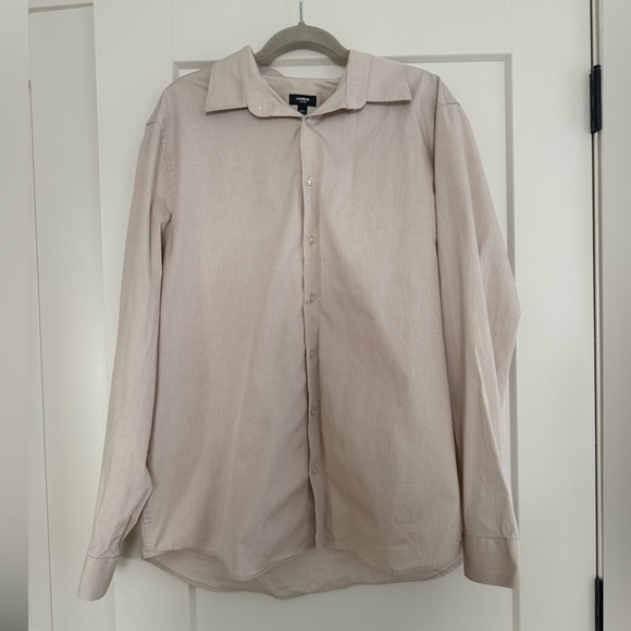 Express Classic Beige Button-Up Dress Shirt size xl - Picture 1 of 3